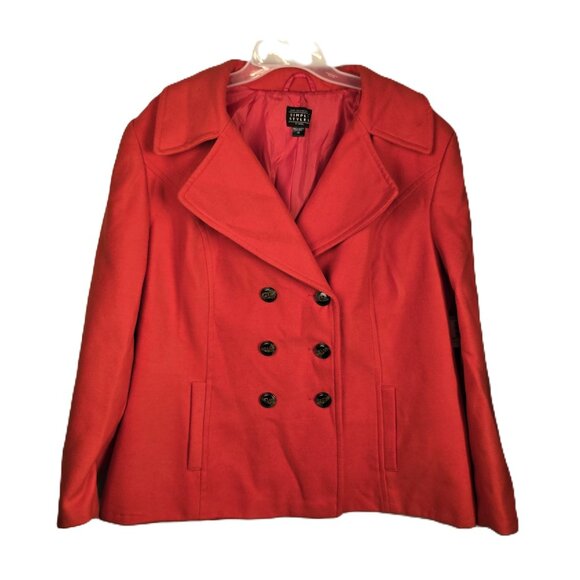 Simply Styled Coat True Red Womens 2X Peacoat Double Breasted Jacket New Sears - Picture 1 of 8